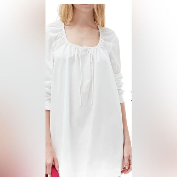 NWT GANNI COTTON POPLIN SQUARE-NECK MINI DRESS - Picture 9 of 10